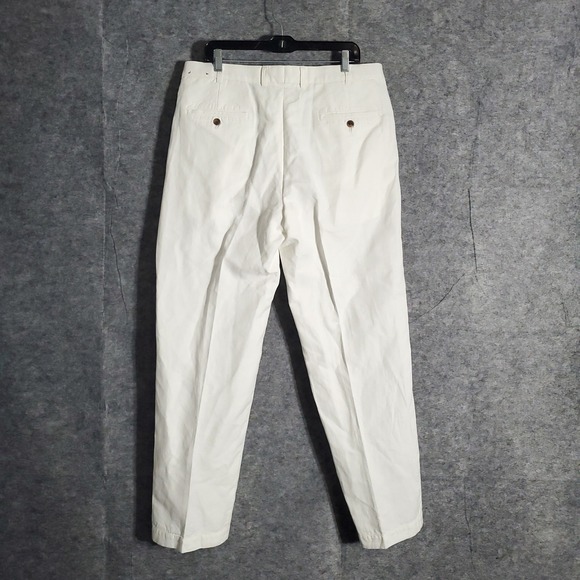 Brooks Brothers Dress Pants Men 36x32 White Linen Cotton Blend Hudson Casual Fit - Picture 2 of 10